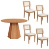 Conjunto Sala de Jantar Mesa Lisboa Hexagonal Freijó Tm80 com 4 Cadeiras Palha Sintética Ca35 - Freijó/Césare Claro