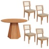 Conjunto Sala de Jantar Mesa Lisboa Hexagonal Freijó Tm80 com 4 Cadeiras Palha Sintética Ca35 - Freijó/Césare Escuro