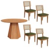 Conjunto Sala de Jantar Mesa Lisboa Hexagonal Freijó Tm80 com 4 Cadeiras Palha Sintética Ca35 - Freijó/Verde