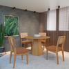 Conjunto Sala de Jantar Mesa Lisboa Hexagonal Freijó Tm80 com 4 Cadeiras Palha Sintética Ca35 - Freijó/Vermelho Veronese