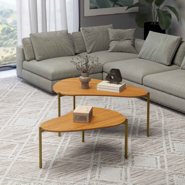 Conjunto Mesa de Centro Orgânica Florença Freijó - Dalla Costa