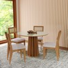 Conjunto Sala de Jantar Mesa Redonda Nature com 4 Cadeiras Tela Sintética Freijó/Off White/Césare Claro