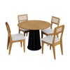 Conjunto Sala de Jantar Mesa Redonda Nature com 4 Cadeiras Tela Sintética Freijó/Perto Fosco/Césare Claro