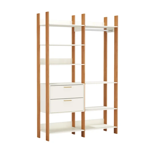 Closet 2 Torres 2 Gavetas Industrial Off White/Freijó - Dalla Costa