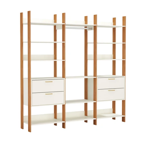 Closet 3 Torres 4 Gavetas Industrial Off White/Freijó - Dalla Costa