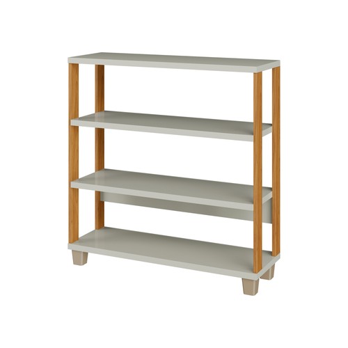 Estante para Livros 4 Prateleiras Industrial Off White/Freijó - Dalla Costa