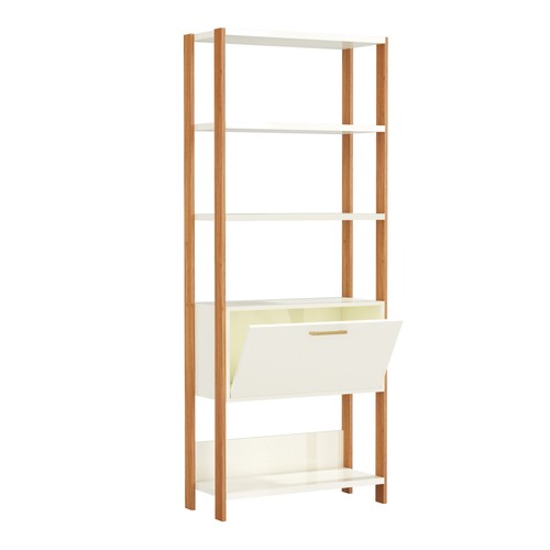 Estante para Livros 1 Porta Industrial Off White/Freijó - Dalla Costa