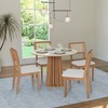 Conjunto Sala de Jantar Mesa Redonda Nature com 4 Cadeiras Tela Sintética Off White/Freijó/Bouclé Césare Claro