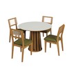 Conjunto Sala de Jantar Mesa Redonda Nature com 4 Cadeiras Tela Sintética Off White/Freijó/Verde
