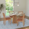 Conjunto Sala de Jantar Mesa Redonda Nature com 4 Cadeiras Tela Sintética Off White/Freijó/Vermelho Veronese
