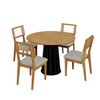 Conjunto Sala de Jantar Mesa Redonda Nature com 4 Cadeiras Tela Sintética Freijó/Preto/Bege Claro