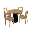 Conjunto Sala de Jantar Mesa Redonda Nature com 4 Cadeiras Tela Sintética Freijó/Preto/Bouclé Césare Escuro