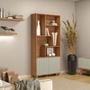Estante para Livros 2 Portas Ripadas 100% Mdf Nature Freijó/Off White - Dalla Costa