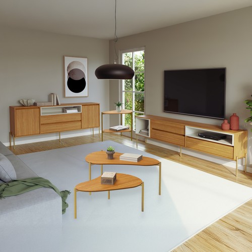 Conjunto Sala de Estar Florença 5 Peças com Rack 224cm - Dalla Costa