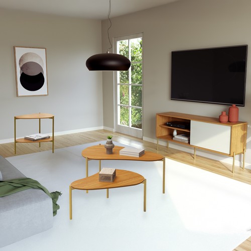 Conjunto Sala de Estar Florença 4 Peças com Rack 144cm - Dalla Costa