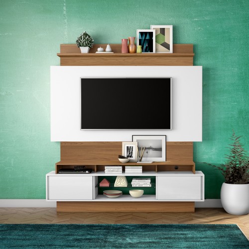 Painel para TV Até 65 Polegadas 2 Portas Basic Off White/Freijó - Dalla Costa