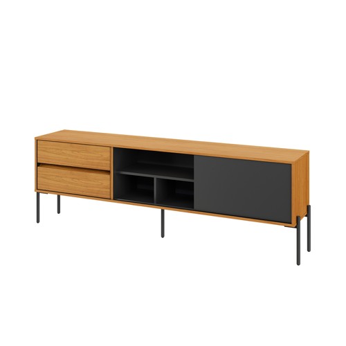 Rack para TV 100% Mdf com 2 Gavetas e 1 Porta de Correr Freijó/Preto – Dalla Costa