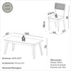 Conjunto Sala de Jantar Mesa Lisboa Off White/Freijó com 6 Cadeiras Palha Sintética Bege Claro