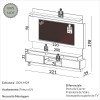 Painel para TV Até 65 Polegadas 2 Portas 220cm Basic Off White/Freijó - Dalla Costa