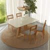 Conjunto Sala de Jantar Mesa 135cm com 4 Cadeiras Palha Sintética Bege Claro