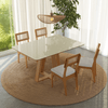 Conjunto Sala de Jantar Mesa 135cm com 4 Cadeiras Palha Sintética Bouclé Césare Claro
