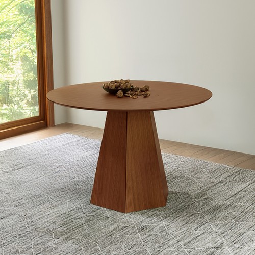 Mesa de Jantar Redonda 115cm com Pé Hexagonal Pinhão