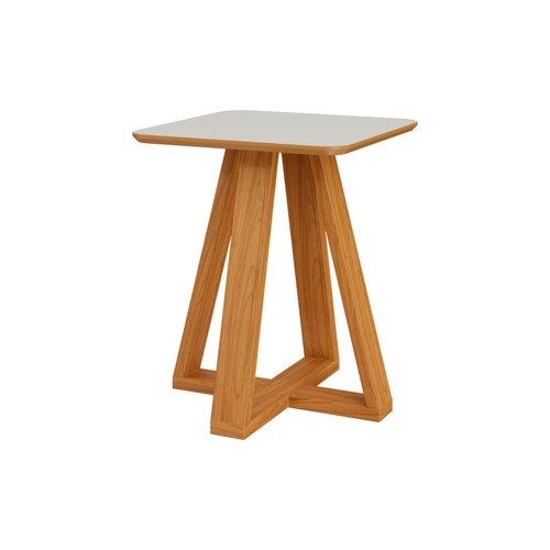 Mesa de Canto 45cm Off White/ Freijó - Dalla Costa