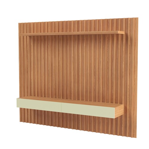 Painel para TV Até 75 Polegadas 2 Gavetas 228cm Ripado Freijó/Off White - Dalla Costa