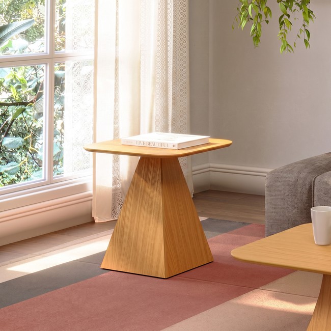 Mesa Lateral Pirâmide 50cm 100% Mdf - Carvalho Rosé