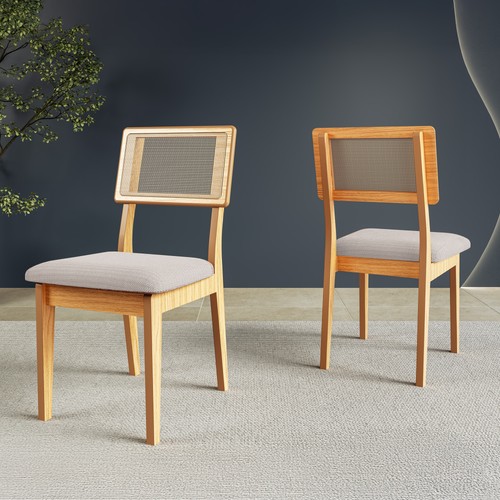 Kit 2 Cadeiras 100% Mdf Carvalho Rosé/Bege Claro Cr20 - Dalla Costa
