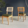 Kit 2 Cadeiras 100% Mdf Estofadas com Encosto em Tela Carvalho Rosé/Verde Cr25 - Dalla Costa