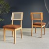 Kit 2 Cadeiras 100% Mdf Estofadas com Encosto em Tela Carvalho Rosé/Vermelho Veronese Cr26 - Dalla Costa
