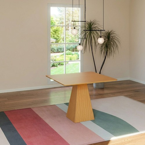 Mesa de Jantar Quadrada 105cm Base Pirâmide Carvalho Rosé - Dalla Costa