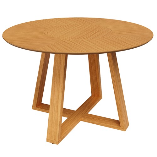 Mesa de Jantar 130cm com Tampo Redondo Giratório Carvalho Rosé - Dalla Costa