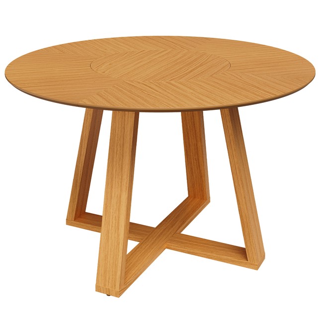 Mesa de Jantar 130cm com Tampo Redondo Giratório Carvalho Rosé - Dalla Costa