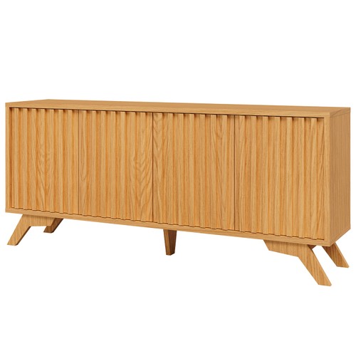 Balcão Buffet 180cm 4 Portas Ripadas Mdf Carvalho Rosé - Dalla Costa