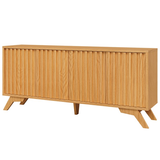 Balcão Buffet 180cm 4 Portas Ripadas Mdf Carvalho Rosé - Dalla Costa