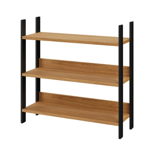 Estante Livreiro Industrial 93cm em Mdf Freijó/Preto Fosco - Dalla Costa