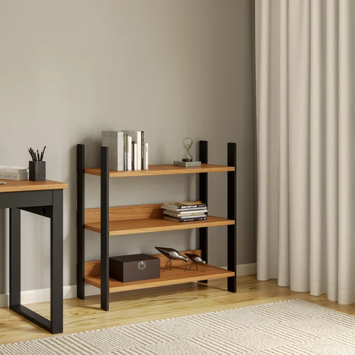 Estante Livreiro Industrial 93cm em Mdf Freijó/Preto Fosco - Dalla Costa