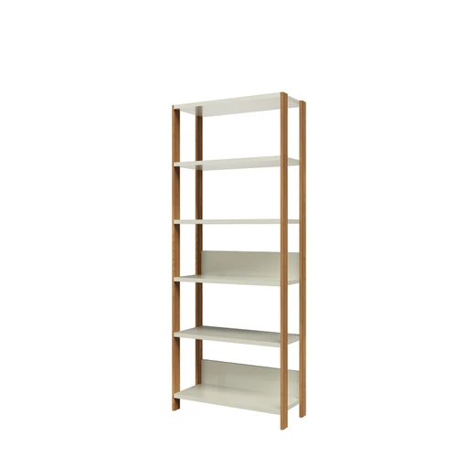 Estante Livreiro Industrial 185cm com 6 Prateleiras Tamburato em Mdf Off White/Freijó