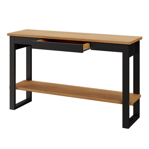Aparador Industrial com Gaveta e Prateleira 135cm Freijó/Preto Fosco