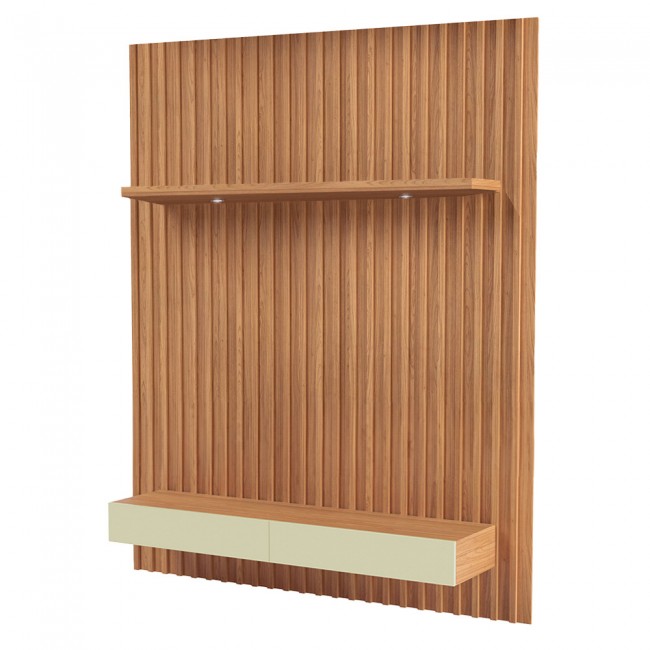 Painel para TV Até 75 Polegadas 2 Gavetas com Led Ripado Freijó/Off White Tb186l - Dalla Costa