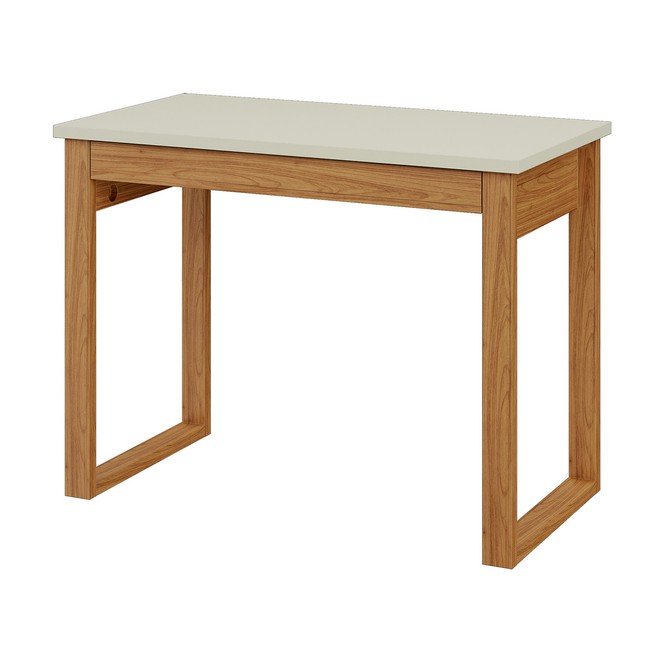 Mesa Industrial 100cm com Tampo Tamburato e Gaveta em Mdf Off White/Freijó