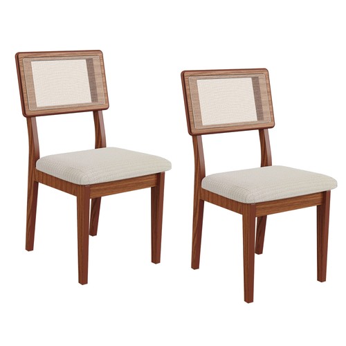 Kit 2 Cadeiras 100% Mdf Pinhão/Bege Claro Pn20 - Dalla Costa