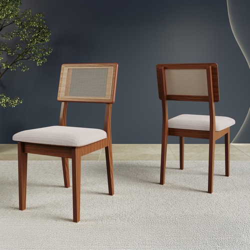 Kit 2 Cadeiras 100% Mdf Pinhão/Bege Claro Pn20 - Dalla Costa