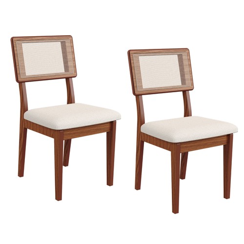 Kit 2 Cadeiras 100% Mdf Om Encosto em Tela Pinhão/Cesare Claro Pn23 - Dalla Costa