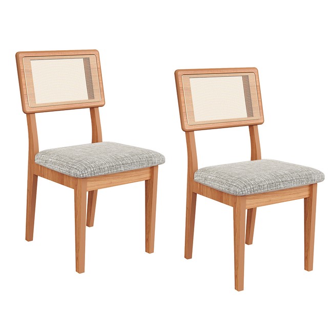 Kit 2 Cadeiras 100% Mdf Freijó/Trama Cinza Escuro J29 - Dalla Costa