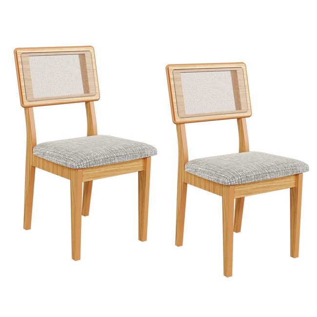Kit 2 Cadeiras 100% Mdf Carvalho Rosé/Trama Cinza Escuro Cr29 - Dalla Costa