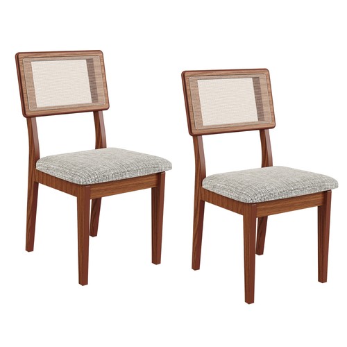Kit 2 Cadeiras 100% Mdf Pinhão/Trama Cinza Escuro Pn29 - Dalla Costa