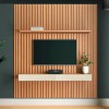 Painel para TV 228cm Até 75 Polegadas 2 Gavetas Ripado Freijó/Off White - Dalla Costa
